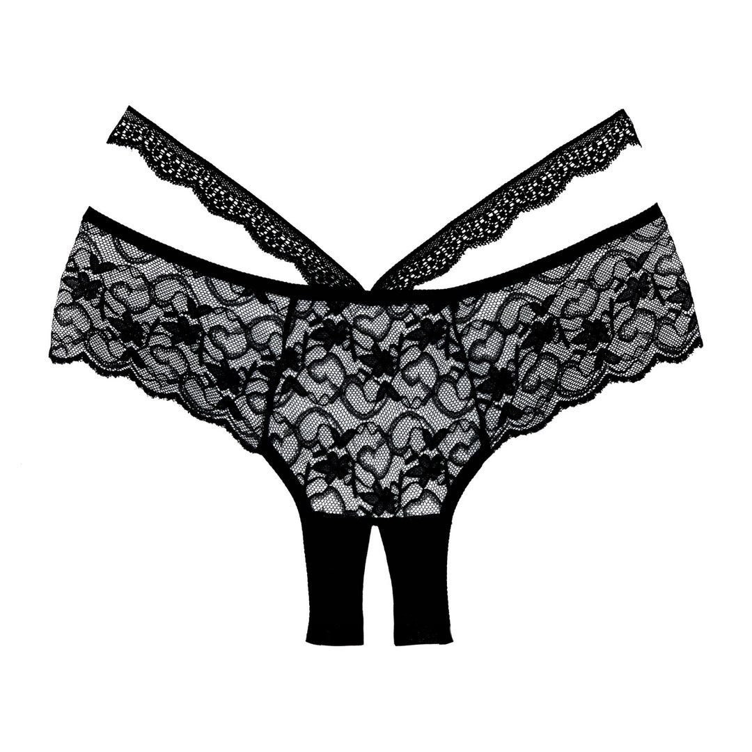 Allure Heartbreaker majtki koronkowe z otwartym klinem, czarne