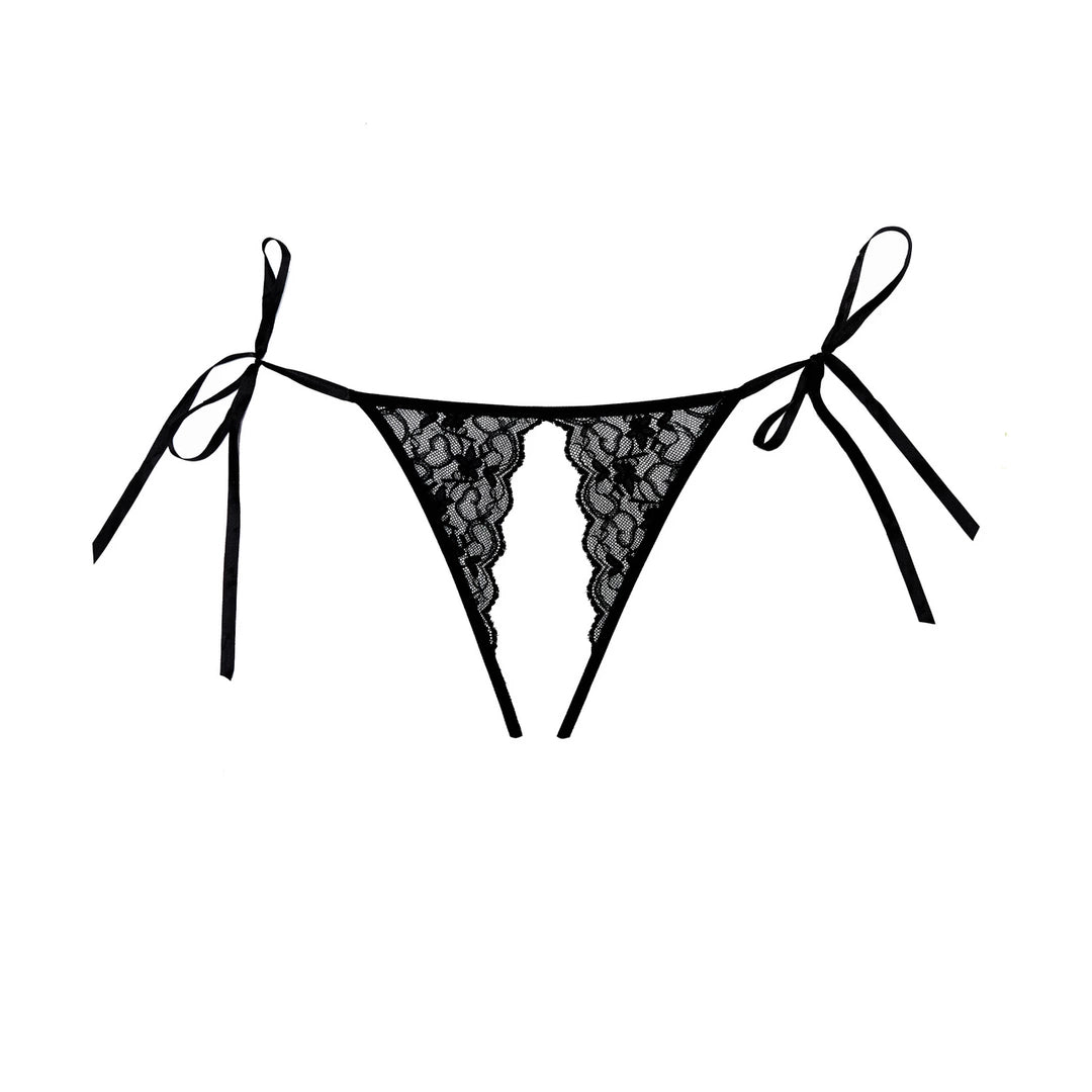 Obsessive Lolita Allure koronkowe majtki z siateczką brazyliany czarne