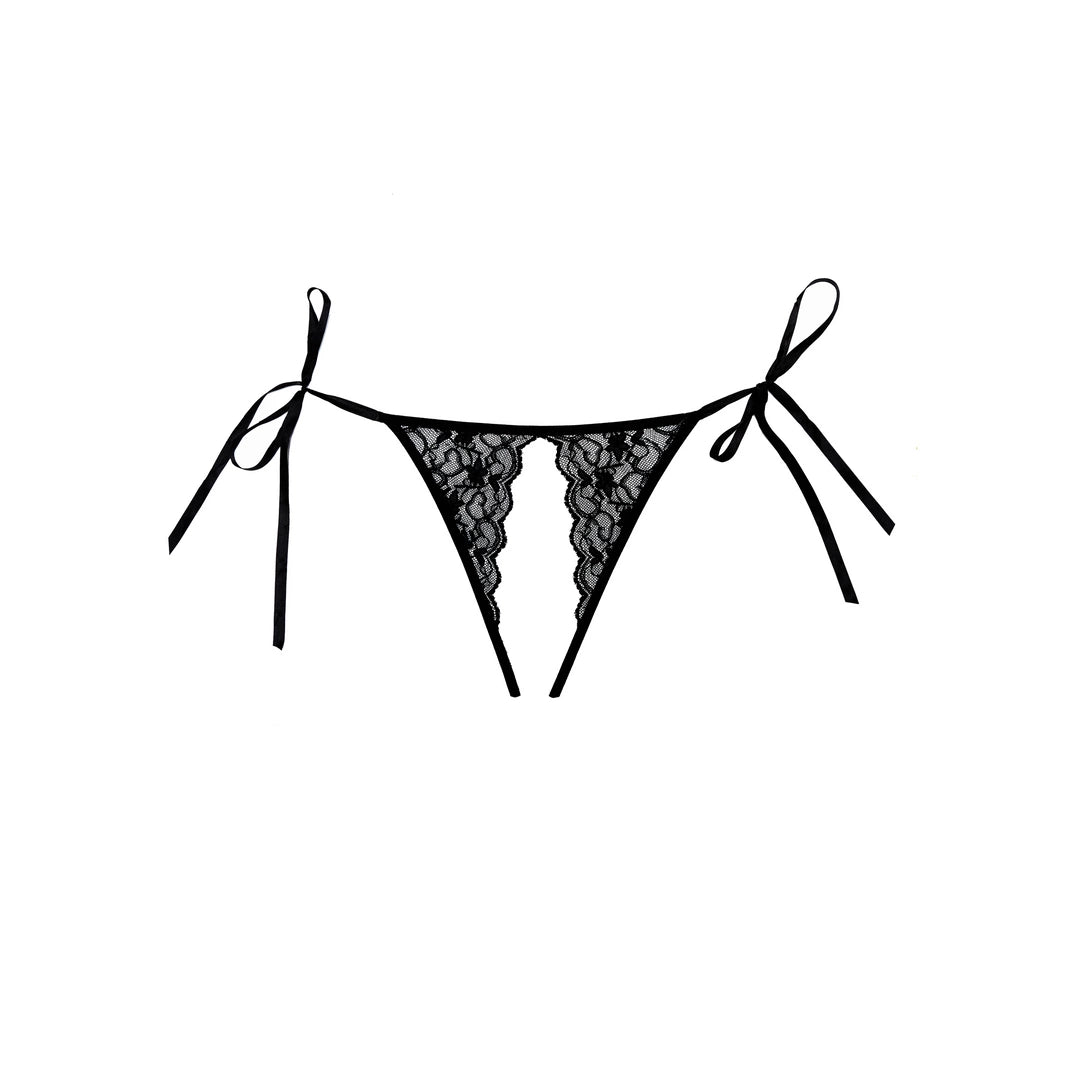 Obsessive Lolita Allure koronkowe majtki z siateczką brazyliany czarne
