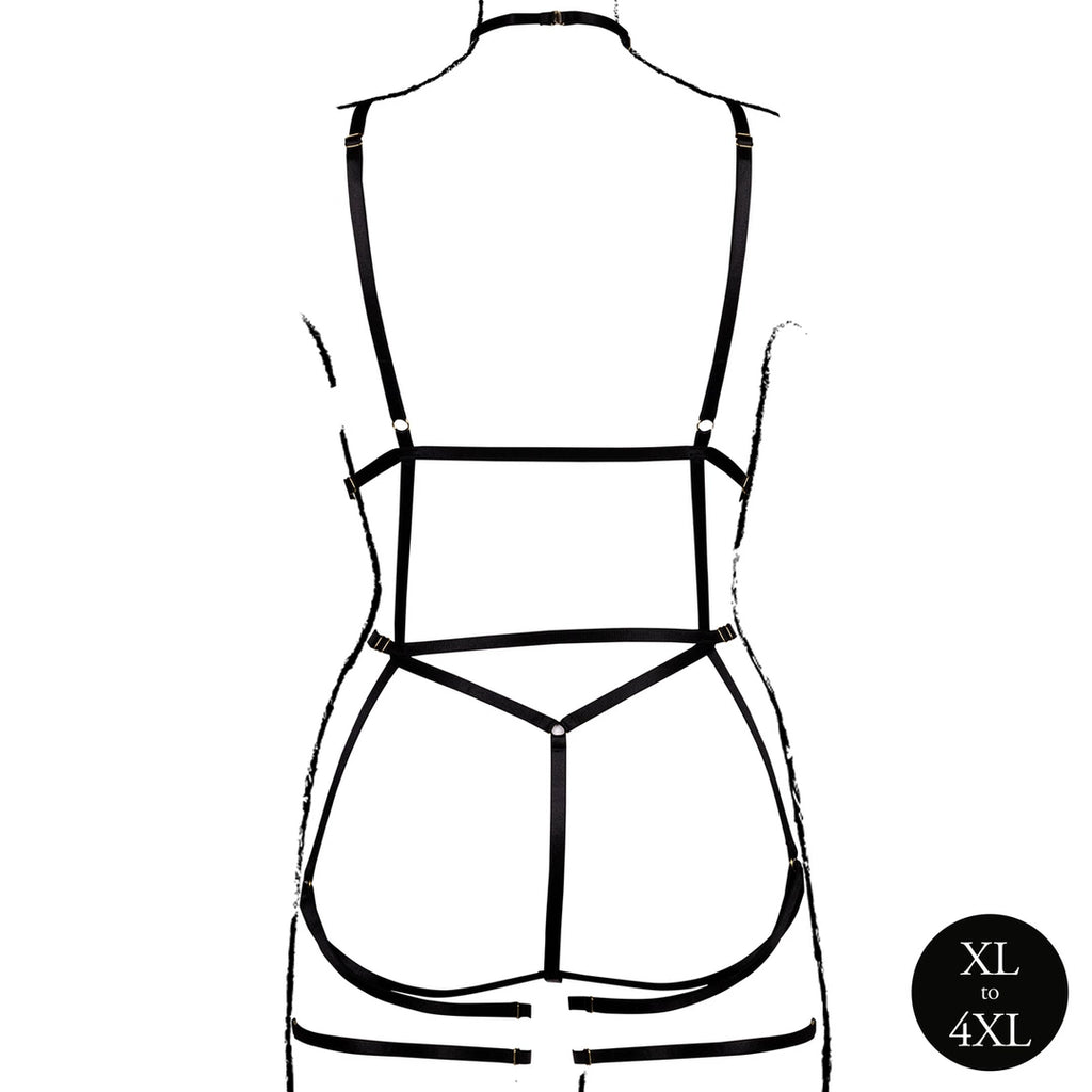 Le Desir by Shots Harness Body Plus Size z Pasami i Podwiązkami Czarny