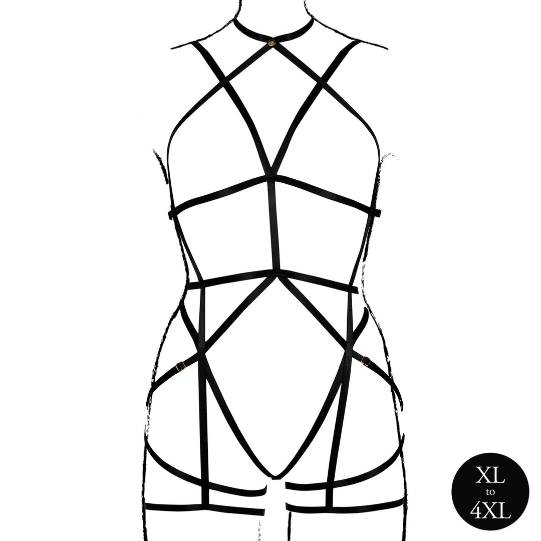 Le Desir by Shots Harness Body Plus Size z Pasami i Podwiązkami Czarny