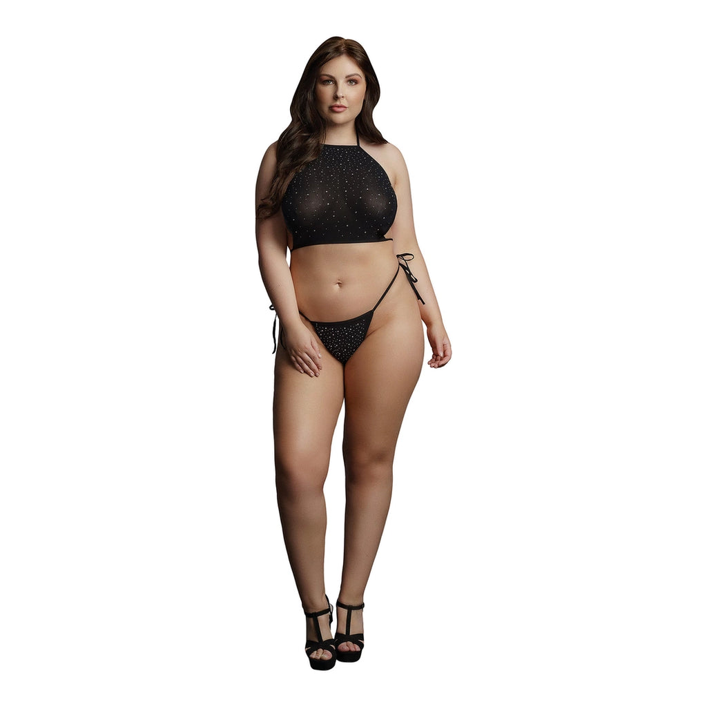 Le Desir Plus Size Komplet Top i Majtki z Kryształkami 1XL-3XL