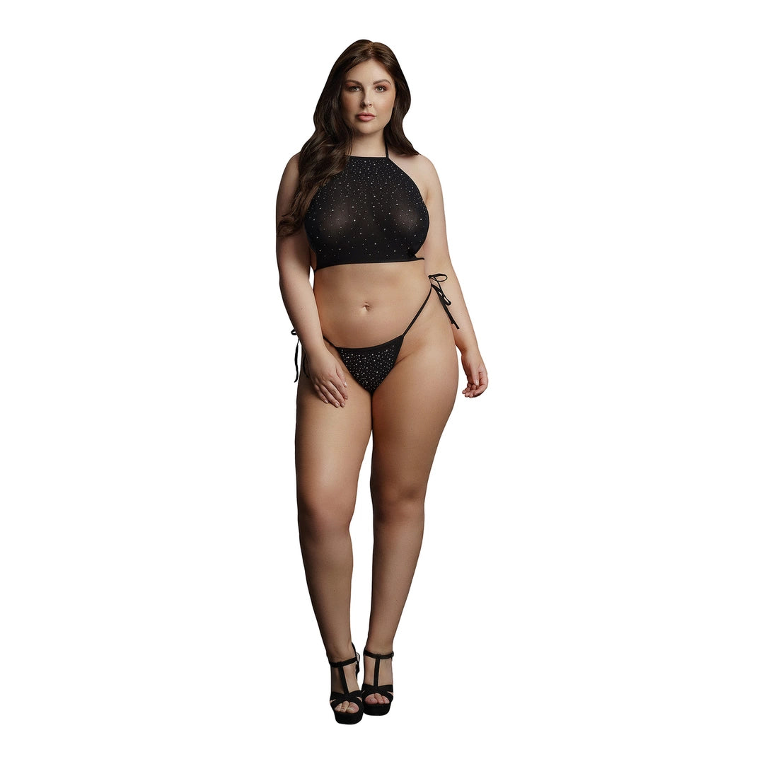 Le Desir Plus Size Komplet Top i Majtki z Kryształkami 1XL-3XL