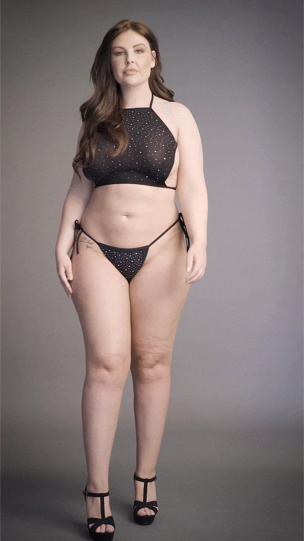 Le Desir Plus Size Komplet Top i Majtki z Kryształkami 1XL-3XL