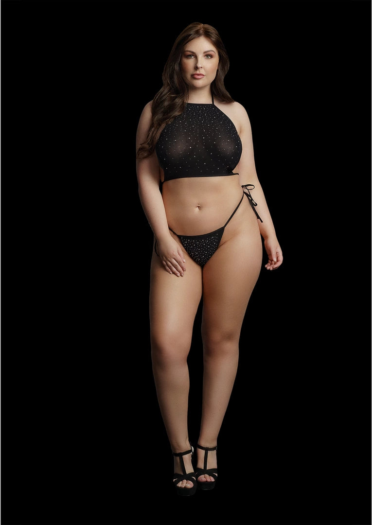 Le Desir Plus Size Komplet Top i Majtki z Kryształkami 1XL-3XL
