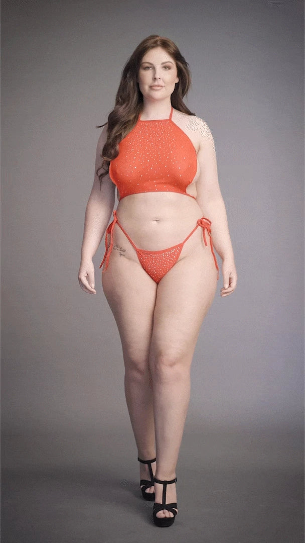 Le Desir komplet top i majtki Plus Size połyskujący 1XL-3XL