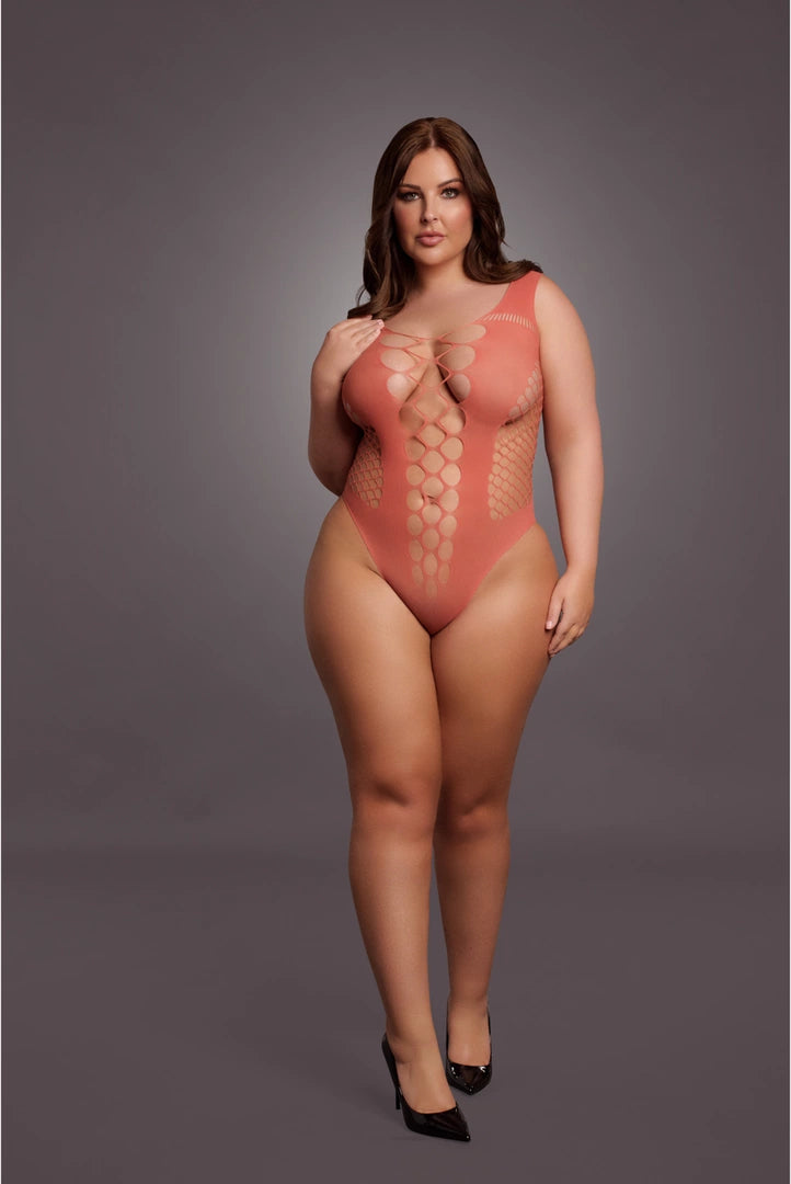 Le Desir Body Queen Size czarny, głęboki dekolt V, XL-4XL