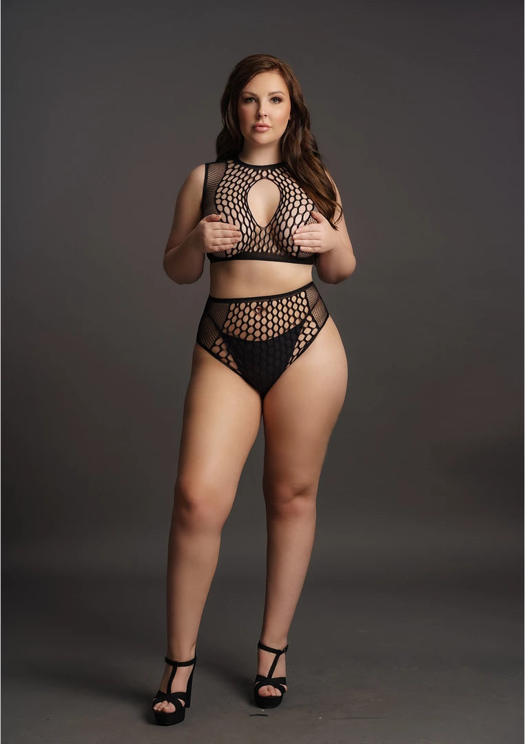 Le Desir Komplet Top i Figi Plus Size kabaretka XL-4XL czarny