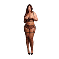 Le Desir 2-częściowy komplet czarny plus size z fiszbinami i wiązaniami Queen Size