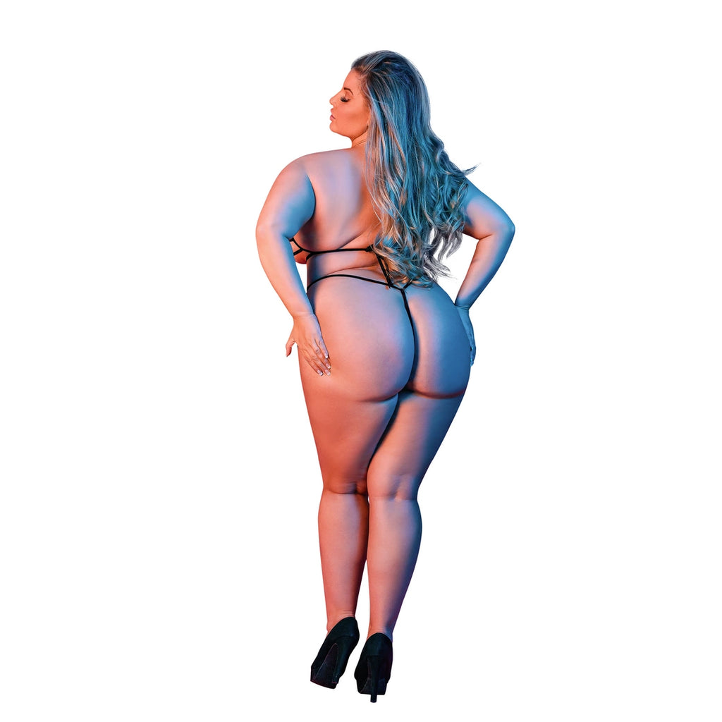Magic Silk Exposed Komplet Plus Size biustonosz halter + stringi