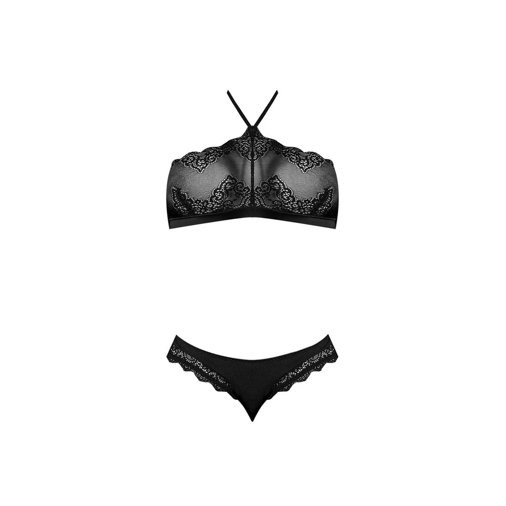 Magic Silk Exposed komplet: biustonosz bandeau i majtki L/XL koronka