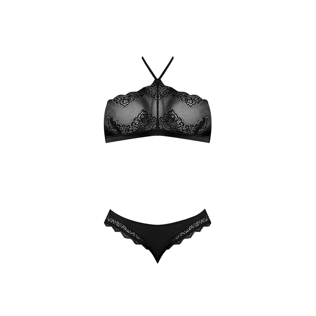 Magic Silk Exposed komplet: biustonosz bandeau i majtki L/XL koronka