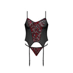 Magic Silk Komplet Merry Widow L/XL z paskami do pończoch koronka