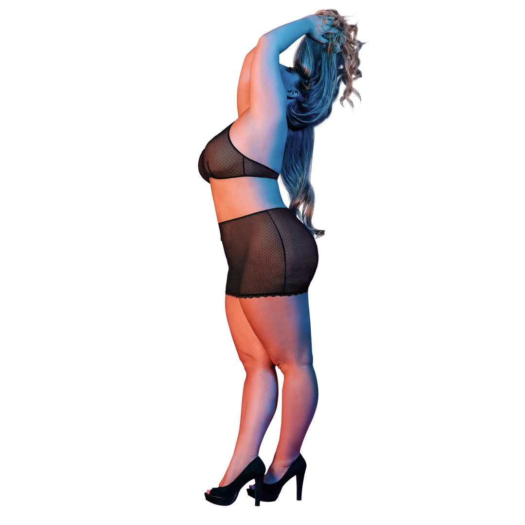 Magic Silk Exposed Komplet Polka Plus Size - Top i Spodniczka