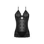 Magic Silk Exposed Komplet Koszula Nocna i Stringi S/M Czarny Koronkowy