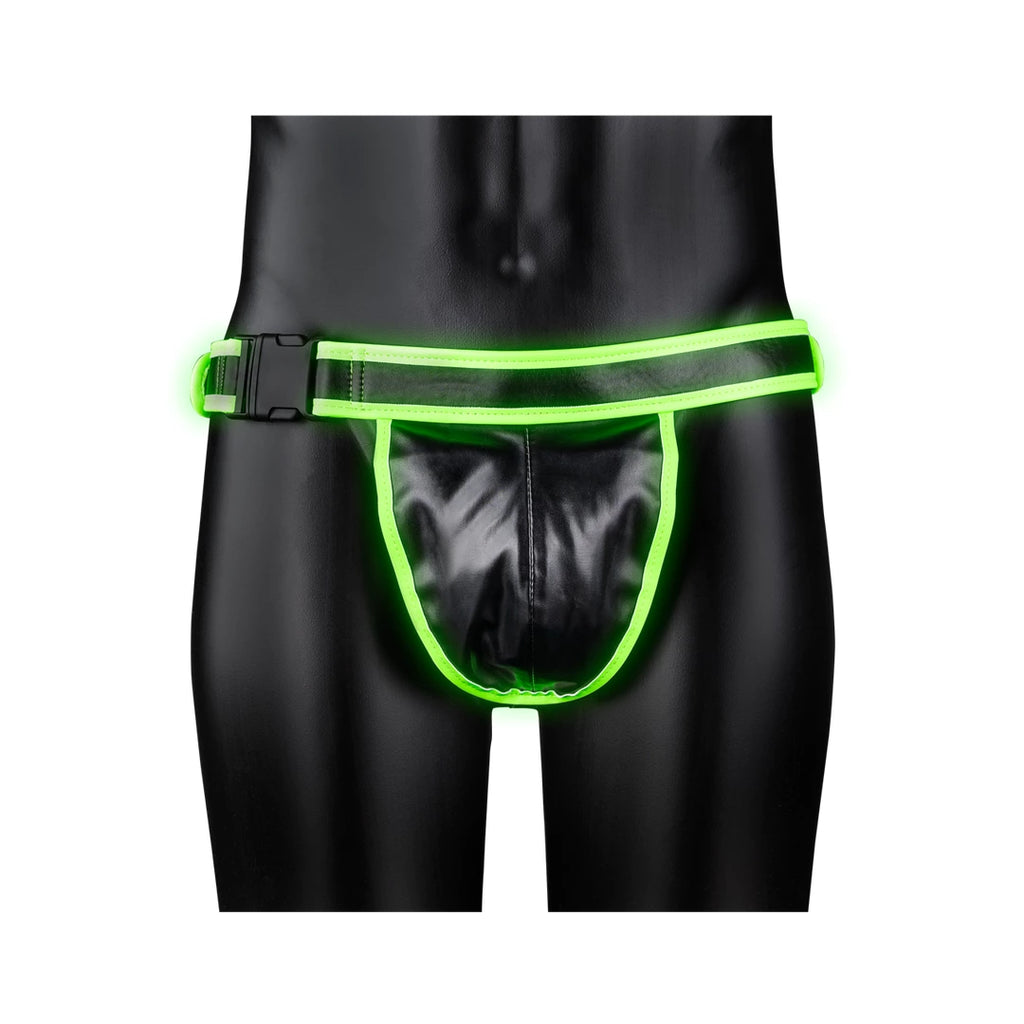 Ouch! Glow in the Dark Majtki z Klamrą S/M, Zielone, Regulowane