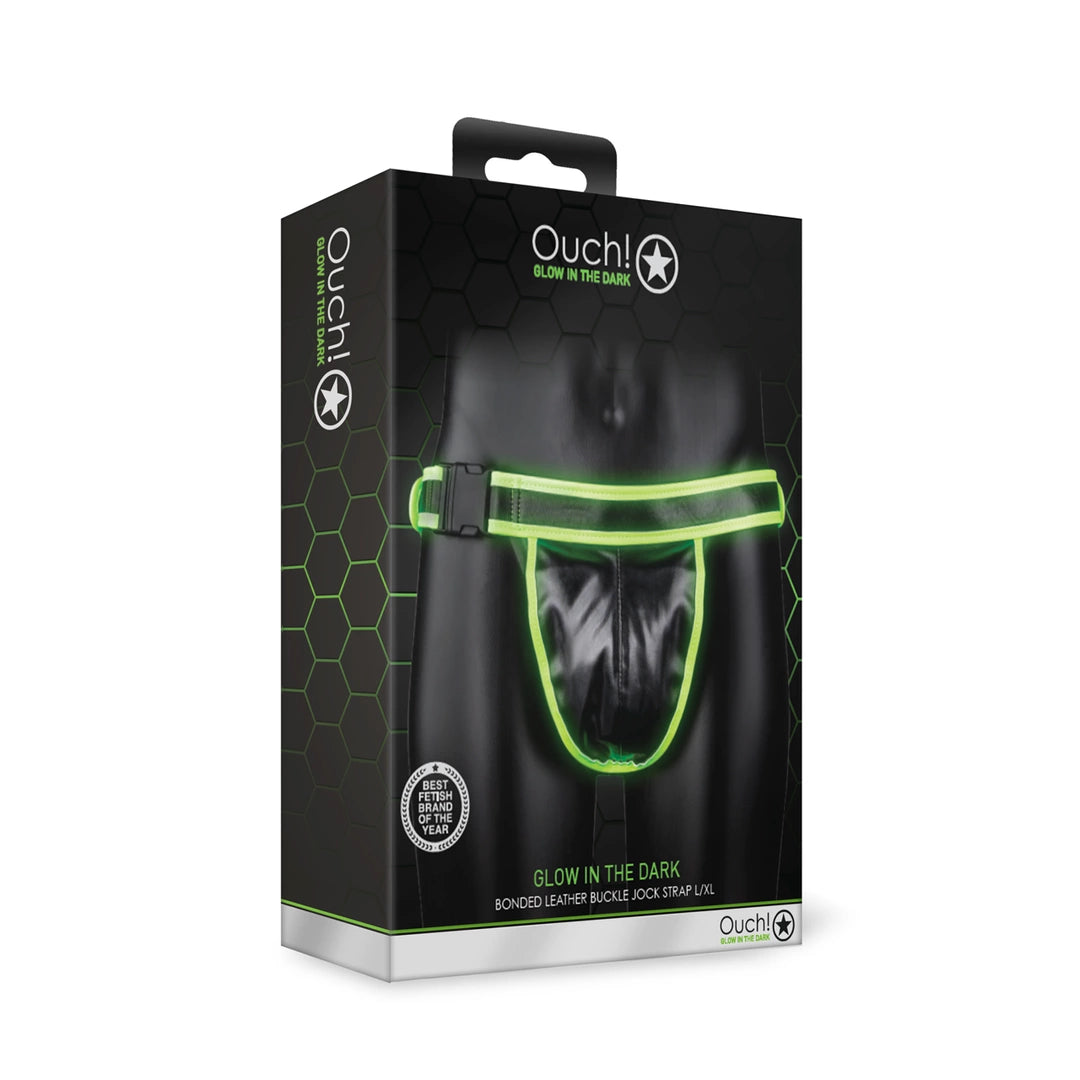 Ouch! Glow in the Dark Majtki z Klamrą S/M, Zielone, Regulowane