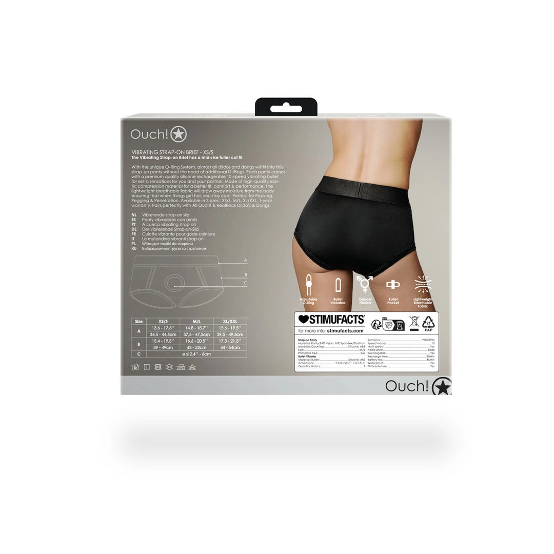 Ouch! Wibrujące majtki z paskiem XS/S - system O-Ring, 10 trybow