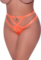 Magic Silk Exposed Cheeky Majtki Plus Size z Siateczki Czarny